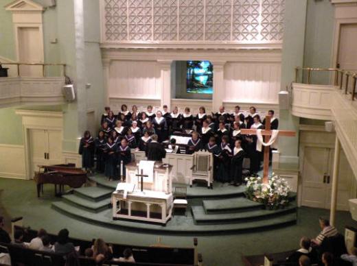 The Adult Choir performing at Sunday Worship